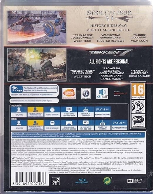 Soulcalibur VI plus Tekken 7 - PS4 (B Grade) (Genbrug)